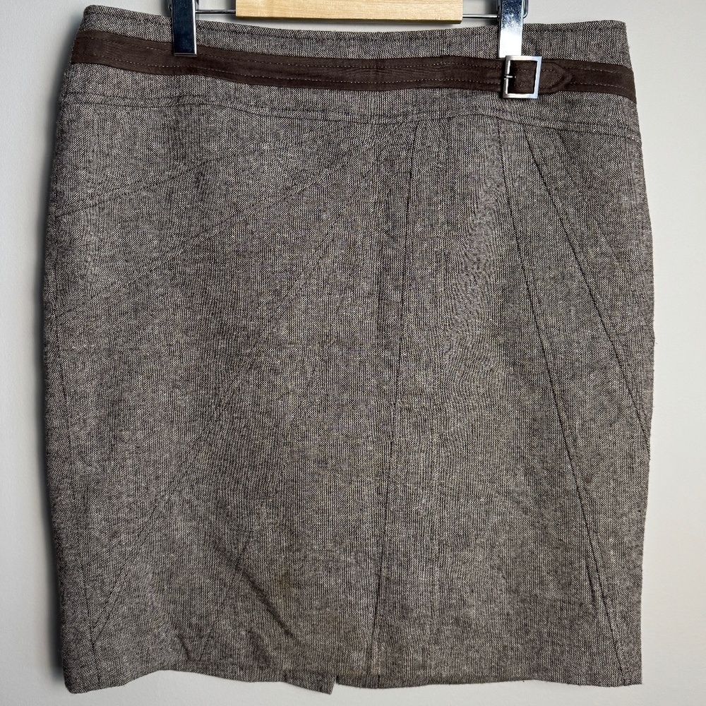 Dalia Collection Women's Wool Blend Midi Skirt‎ Brown Size 14 Lined Slit